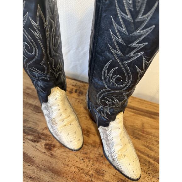 Acme Womens Western Leather Snake Skin Cowgirl Cowboy Boots 0735 9.5 M Black - Picture 3 of 16